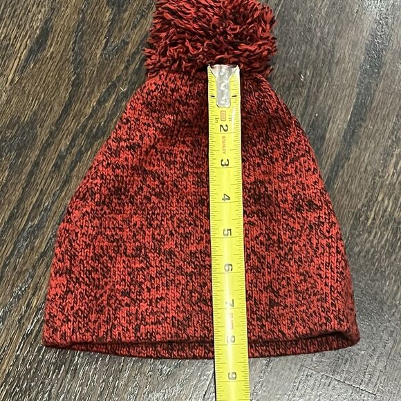 Vintage LL Bean Winter Snow Ski Hat Wool Nylon Red Outerwear Beanie Pom Pom USA - Picture 4 of 5